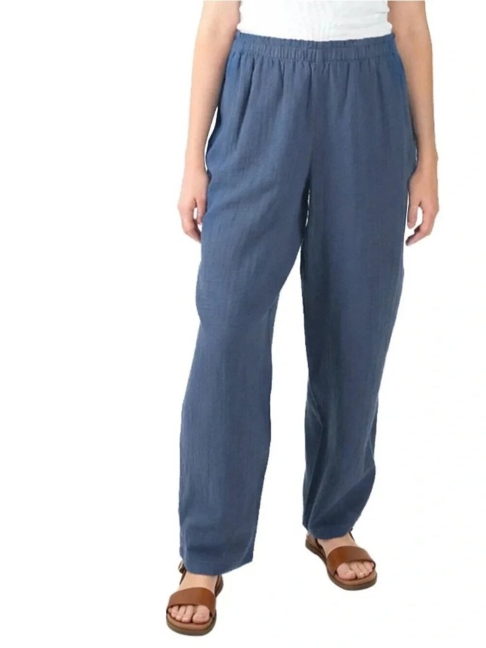 Coldwater Creek Women's Cotton Gauze Pull-On Pant Blue XS New with tag